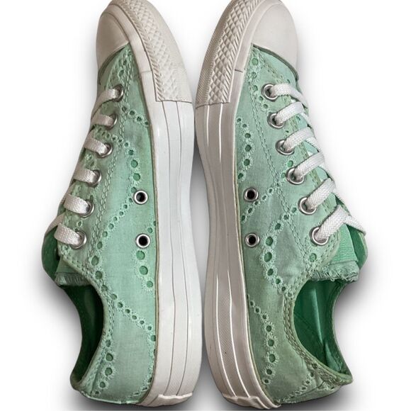 Converse Chuck Taylor All Star Lo Sneakers Eyelet CTAS Fabric Mint Green - Picture 3 of 9